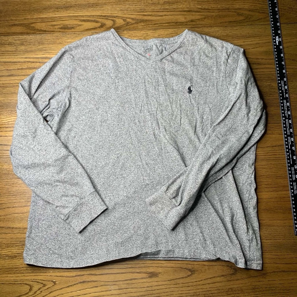 Polo Ralph Lauren Heather Gray Long Sleeve V-Neck T-Shirt Men's Size XL
